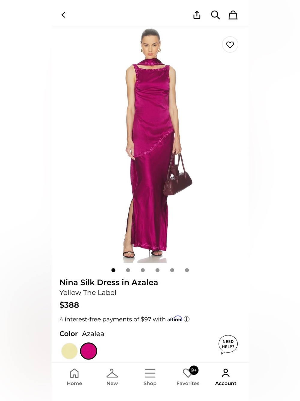 Yellow The Label - Nina Silk Dress NWT!